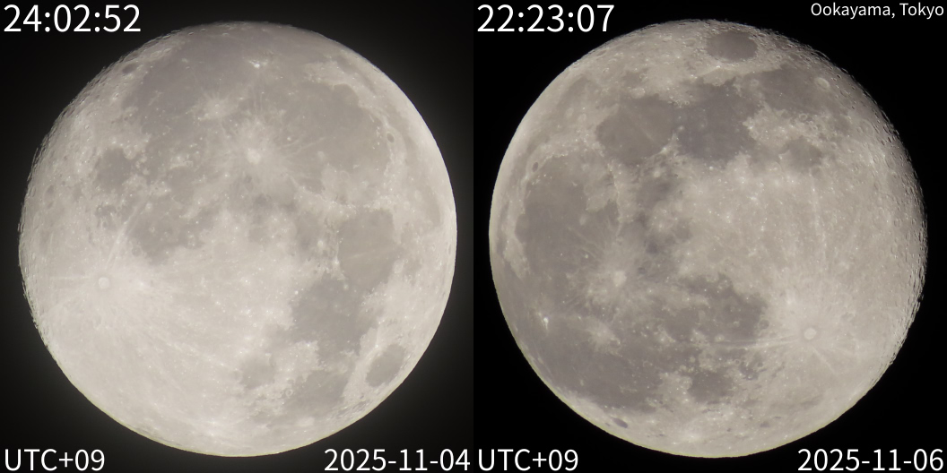 西暦2025年11月04日と06日の月